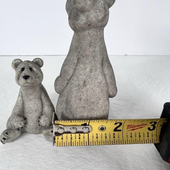 Vintage Bear Figurines Quarry Critters Set Of 2 Billy & Boo Cabin Decor - Picture 10 of 12